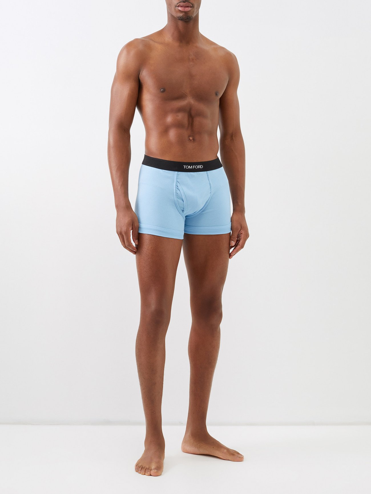 Blue Logo-jacquard cotton-blend boxer briefs, Tom Ford