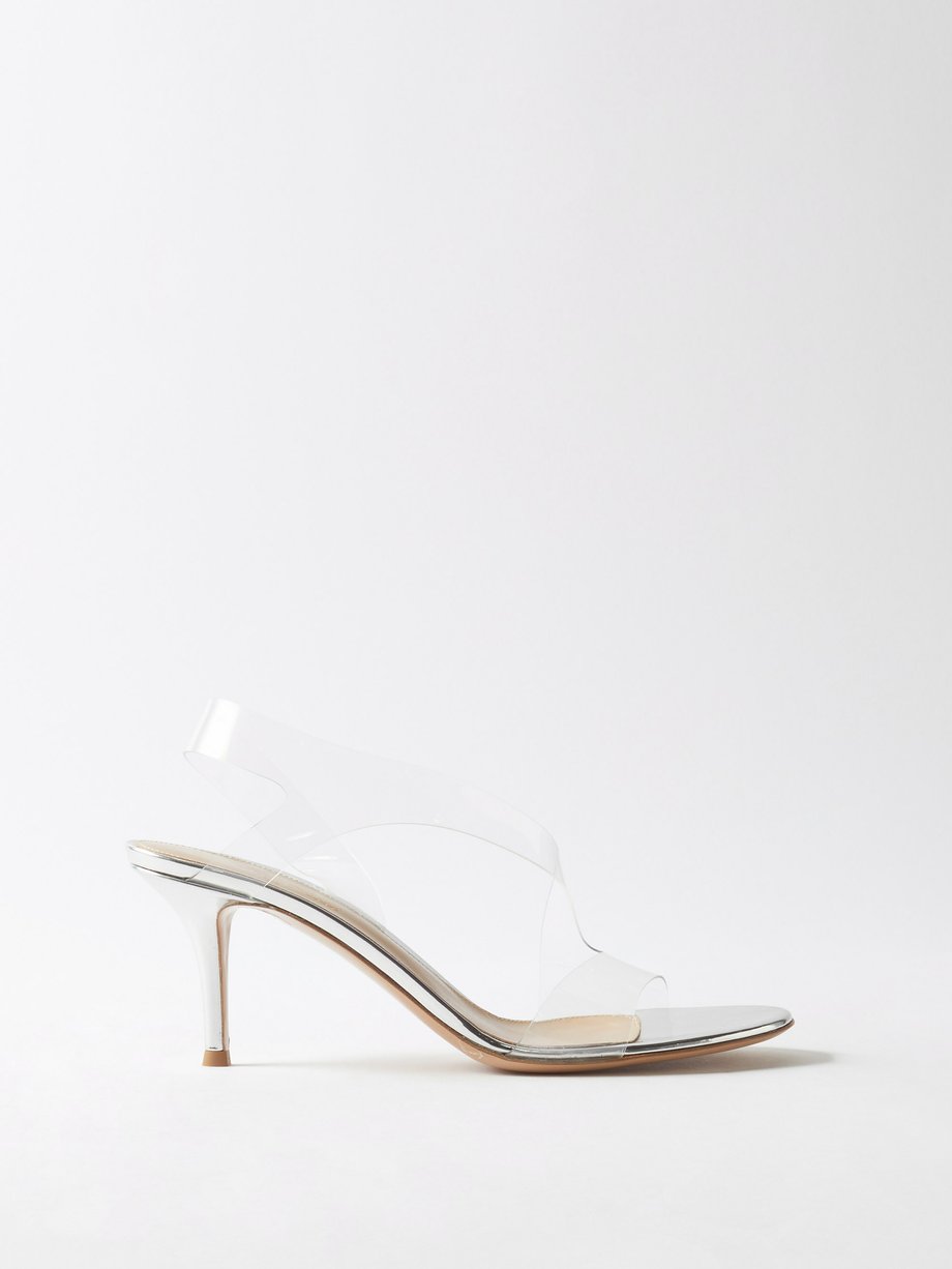 Silver Metropolis 70 PVC and leather stiletto sandals | Gianvito Rossi ...
