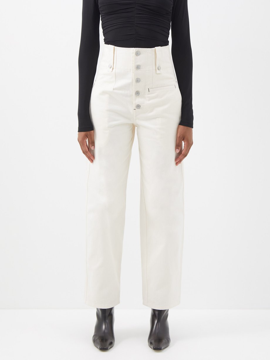 White Narlena high-rise wide-leg jeans | Isabel Marant | MATCHES UK