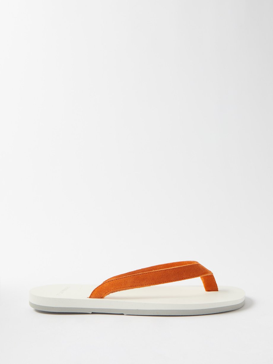 Orange white Suede-strap rubber flip flops | The Resort Co ...
