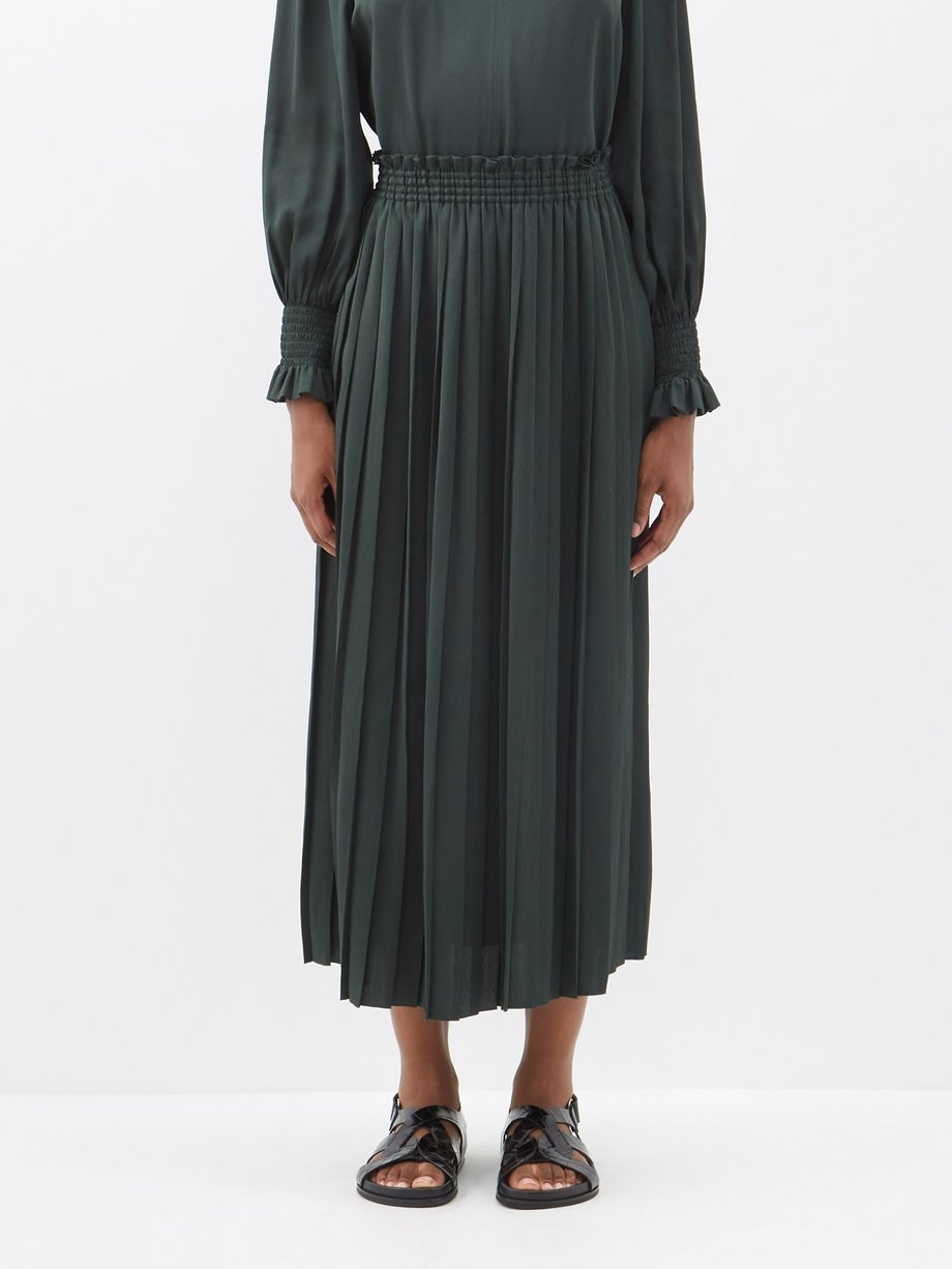 Green Pleated twill midi skirt | See By Chloé | MATCHESFASHION US