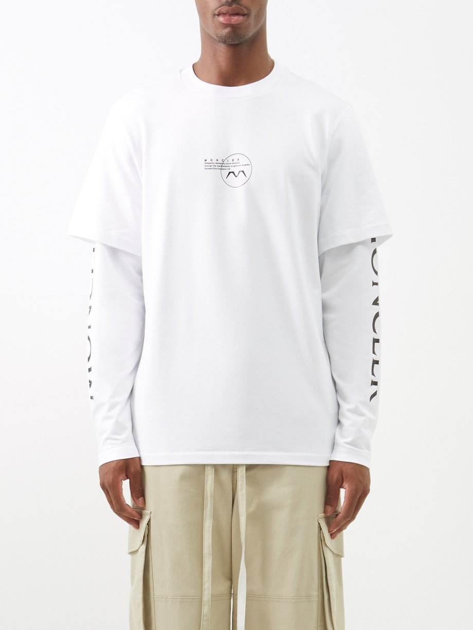 White Layered long-sleeve cotton-jersey T-shirt | Moncler | MATCHES UK