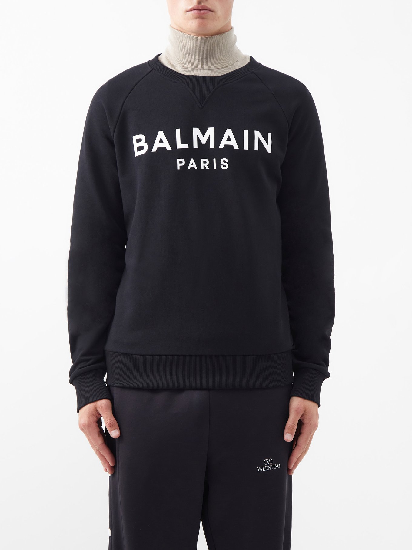 Balmain バルマン ロゴ コットンスウェットシャツ ブラック