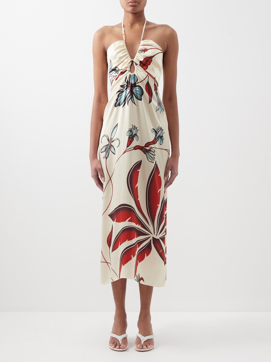 Beige Taste of Sugar hammered-silk midi dress | Johanna Ortiz | MATCHES UK