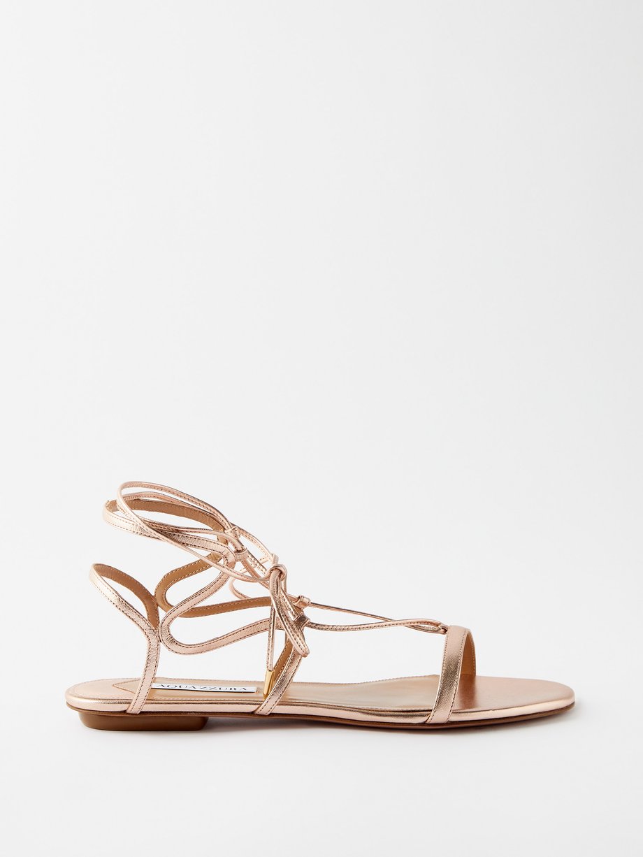 rack Fisker Uden for Gold Aliya metallic-leather flat sandals | Aquazzura | MATCHESFASHION US