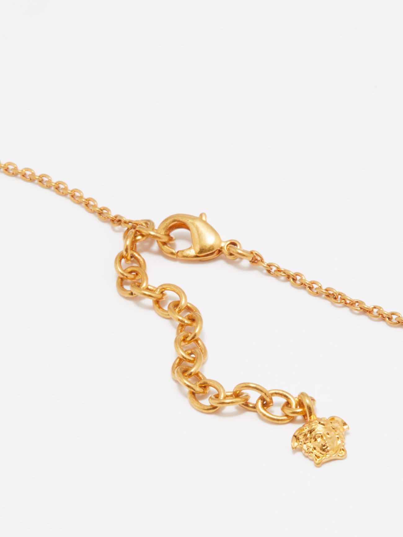 Gold Medusa-pendant enamelled-pendant necklace, Versace