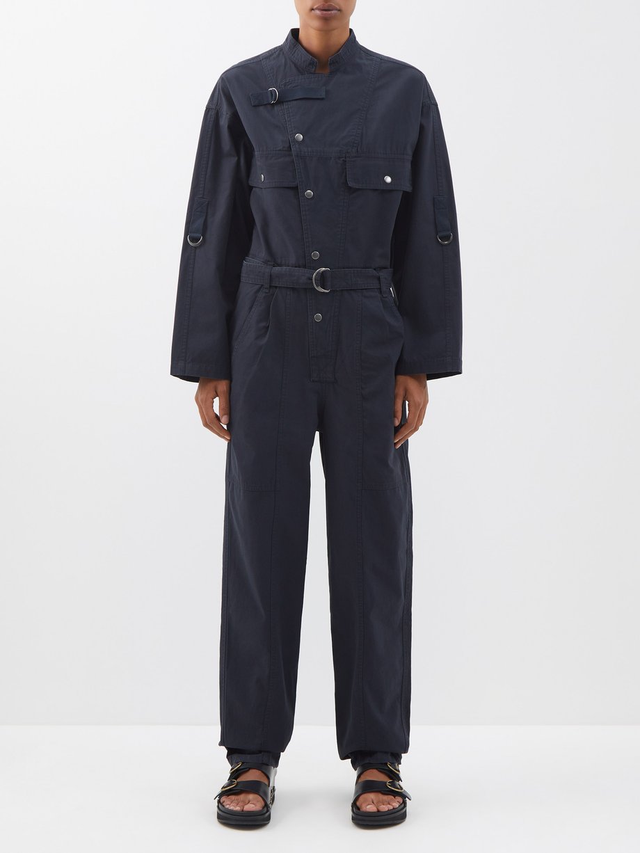 Navy Kendra asymmetric belted cotton jumpsuit | Isabel Marant Étoile ...