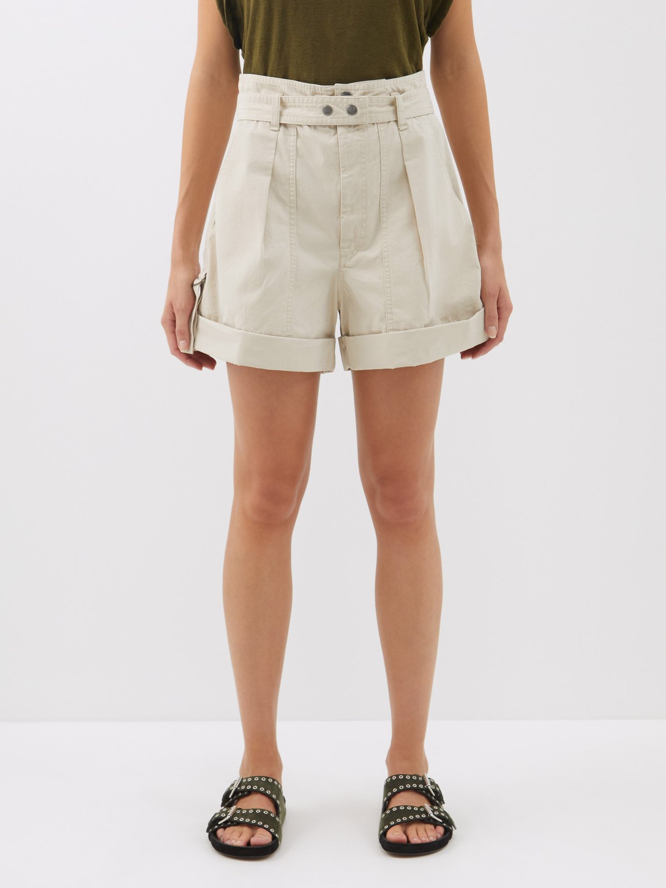 Ecru Kaloscoe high-rise cotton-canvas shorts | Isabel Marant Étoile