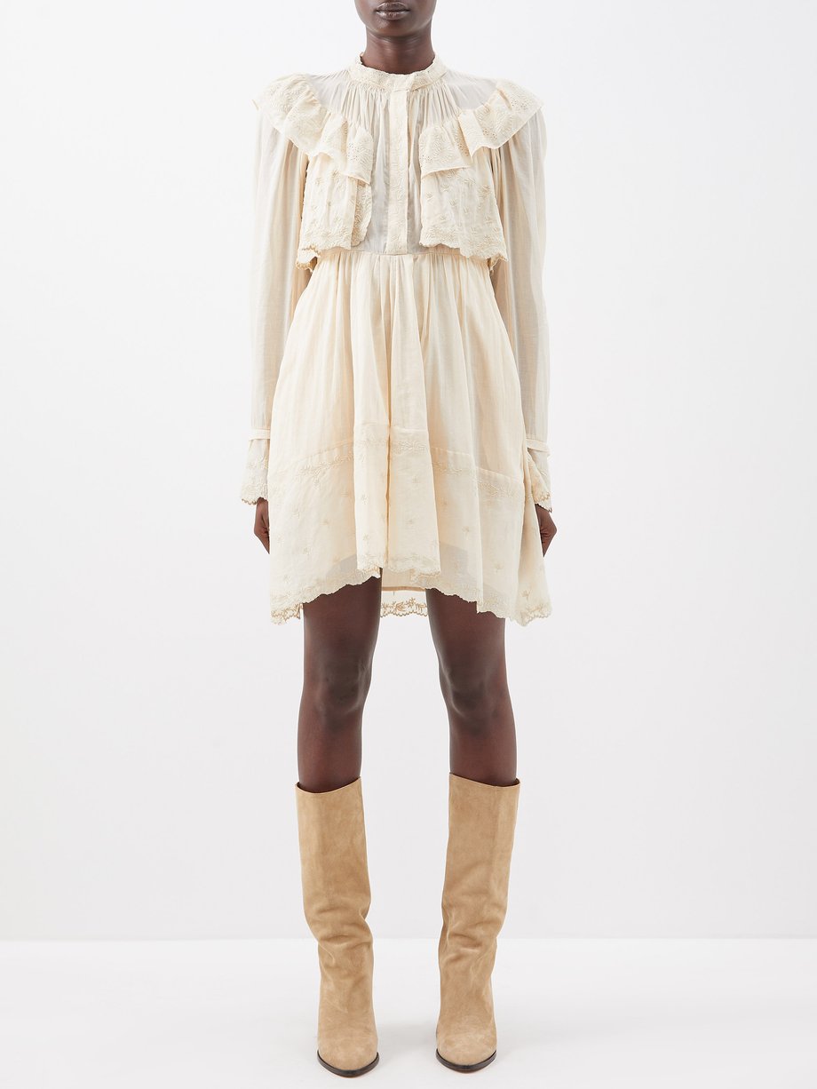loop fjer hørbar Beige Limpeza embroidered cotton-gauze mini dress | Isabel Marant Étoile |  MATCHESFASHION US