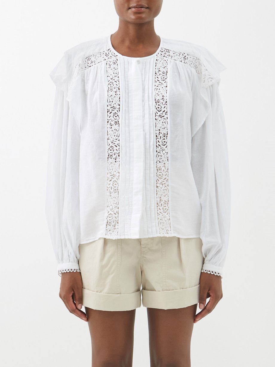 Verwoesting Preventie zuigen White Georgina lace-insert cotton-blend gauze blouse | Isabel Marant Étoile  | MATCHESFASHION UK