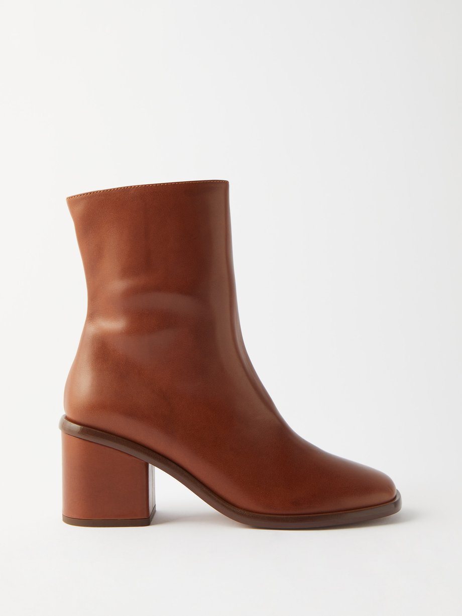 Brown Meganne block-heel leather ankle boots | Chloé | MATCHESFASHION US