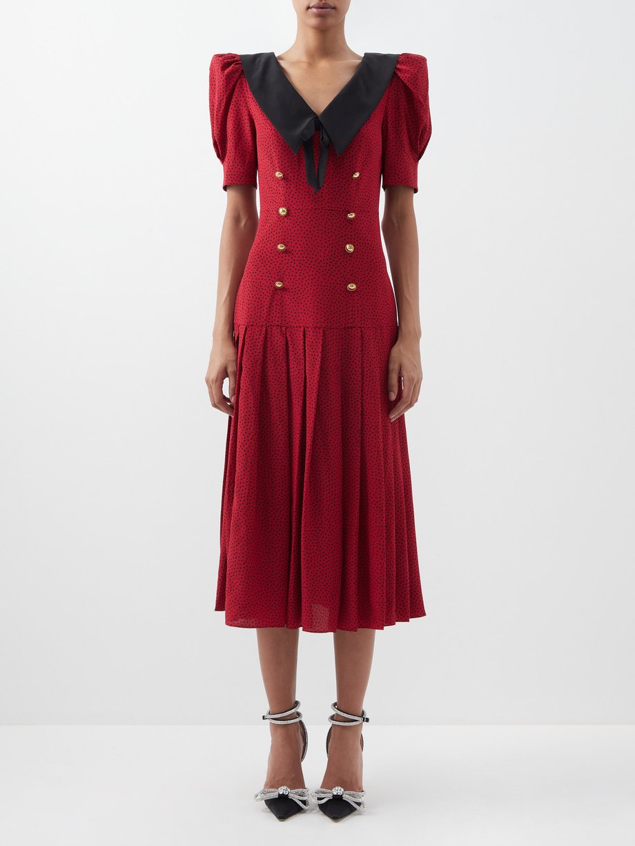 Red Chelsea-collar silk-crepe de chine dress | Alessandra Rich ...