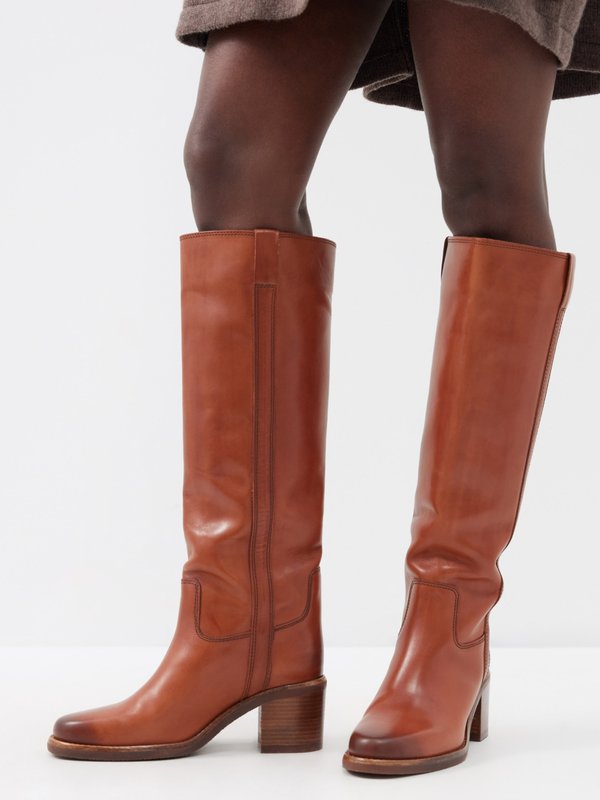 Isabel Marant leather knee-high 85mm boots - Brown