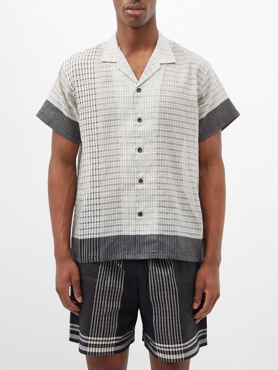 White Maheshwar sheer-check linen-blend shirt | HARAGO | MATCHESFASHION US