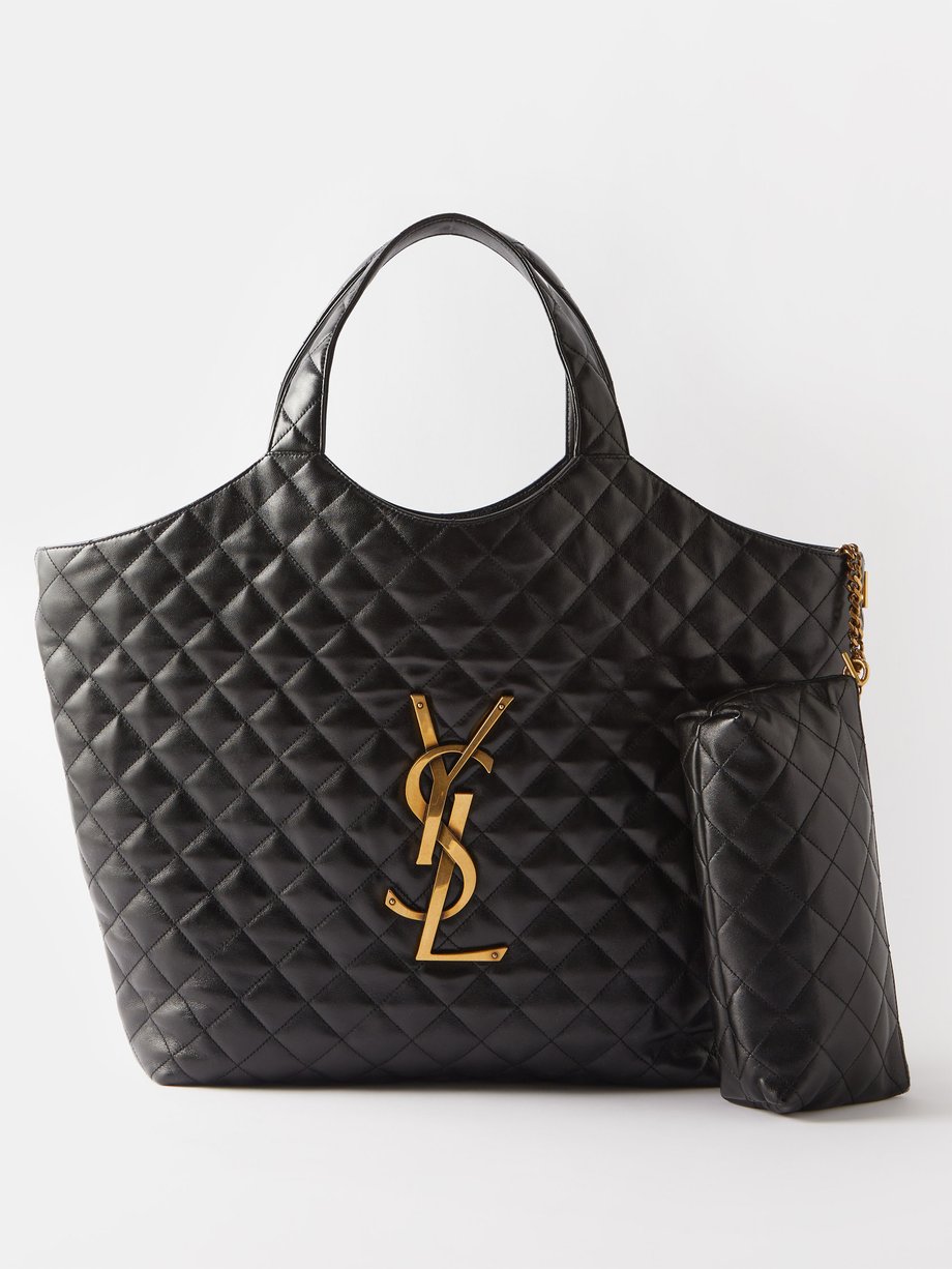 Black Icare large YSL-monogram quilted-leather bag