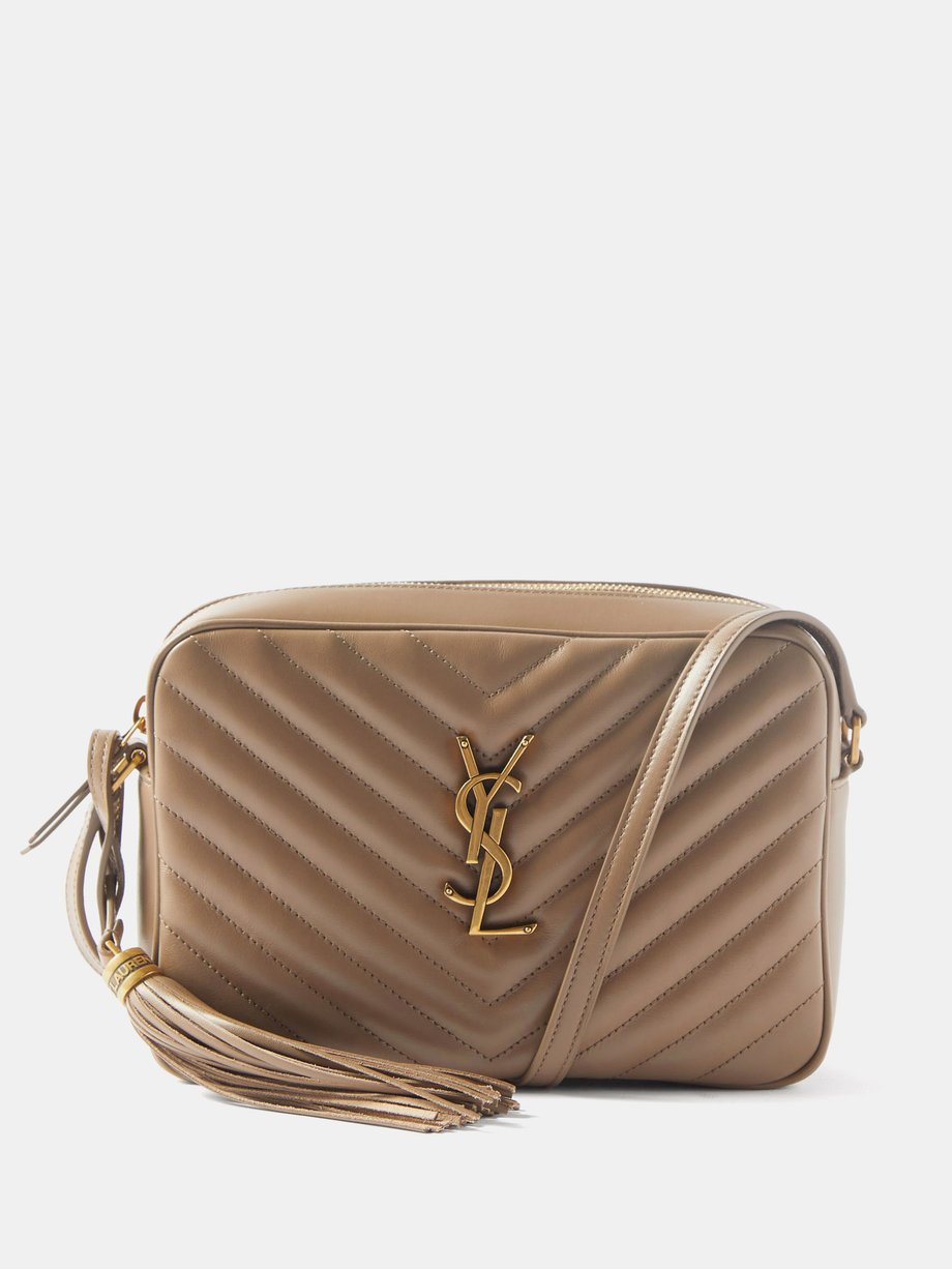 Beige Lou YSL-logo quilted-leather cross-body bag, Saint Laurent