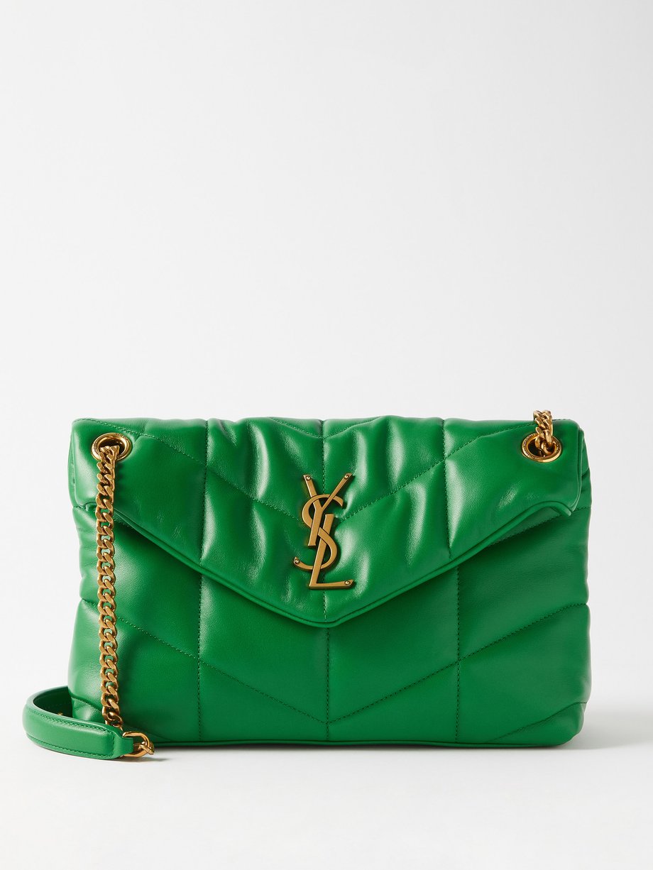 Green Puffer YSL-logo quilted-leather shoulder bag | Saint Laurent ...