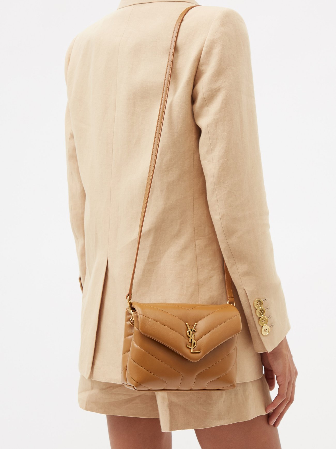 Loulou Toy Leather Shoulder Bag in Brown - Saint Laurent
