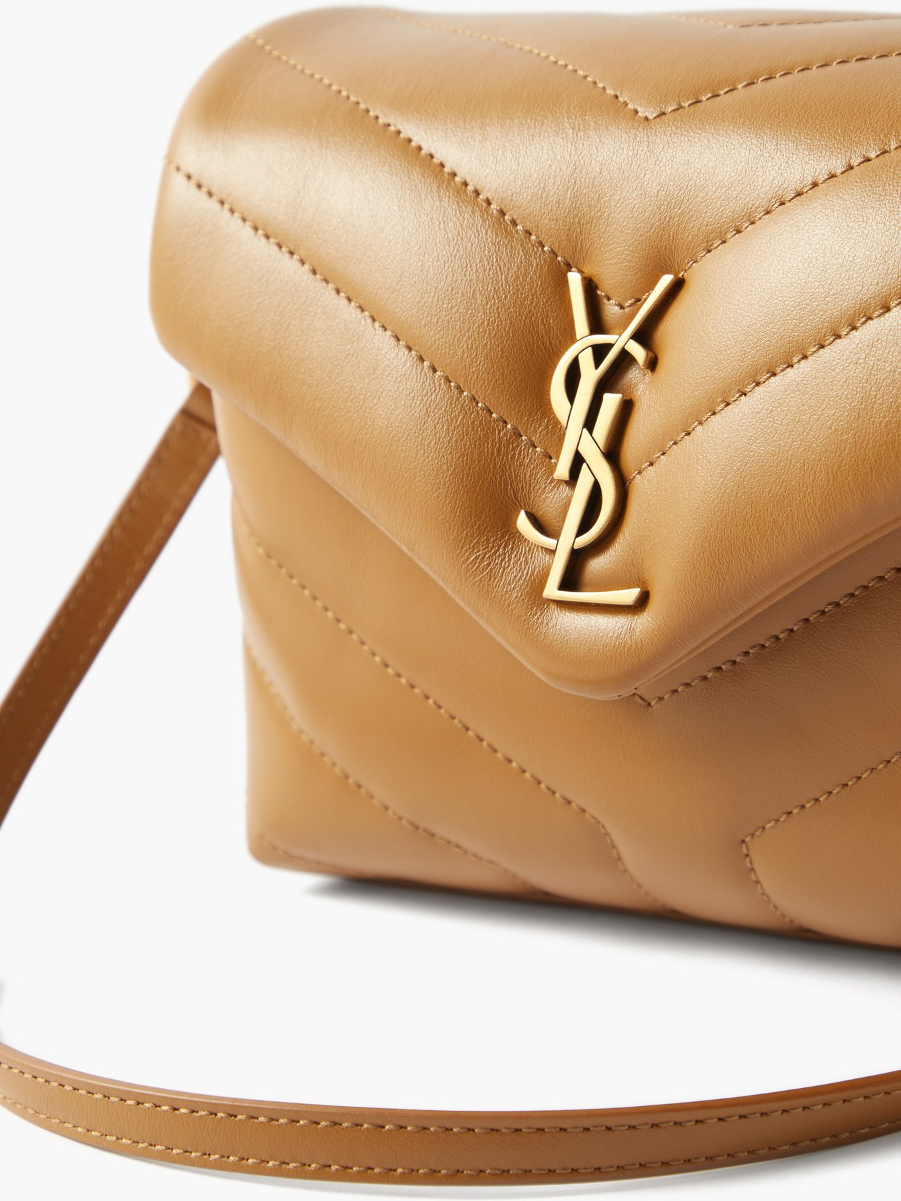 Saint Laurent Toy Loulou Monogram Dark Beige Leather Shoulder Bag New