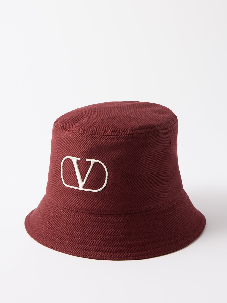 Burgundy V-Logo cotton bucket hat | Valentino | MATCHESFASHION US