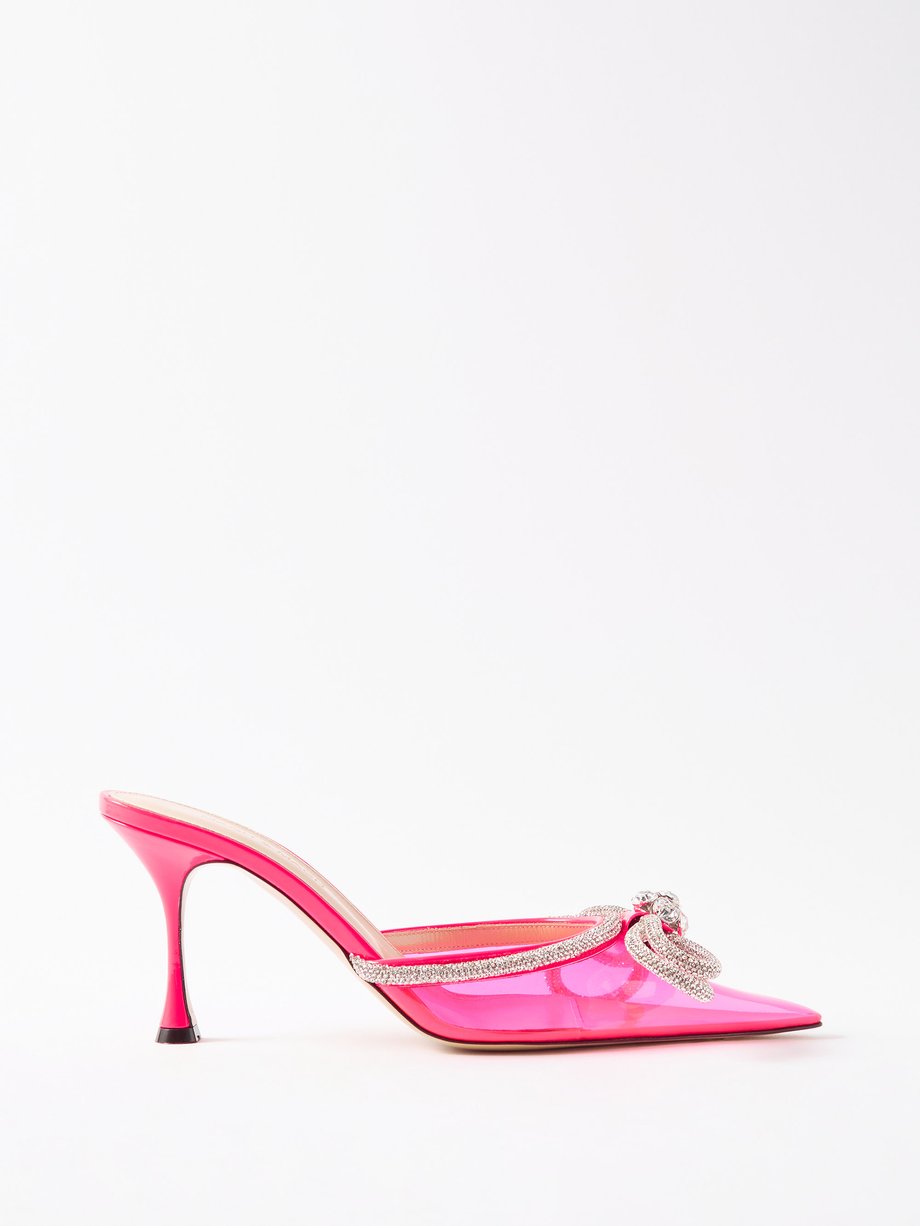 Pink Double Bow 85 plexi and leather mules | Mach & Mach ...