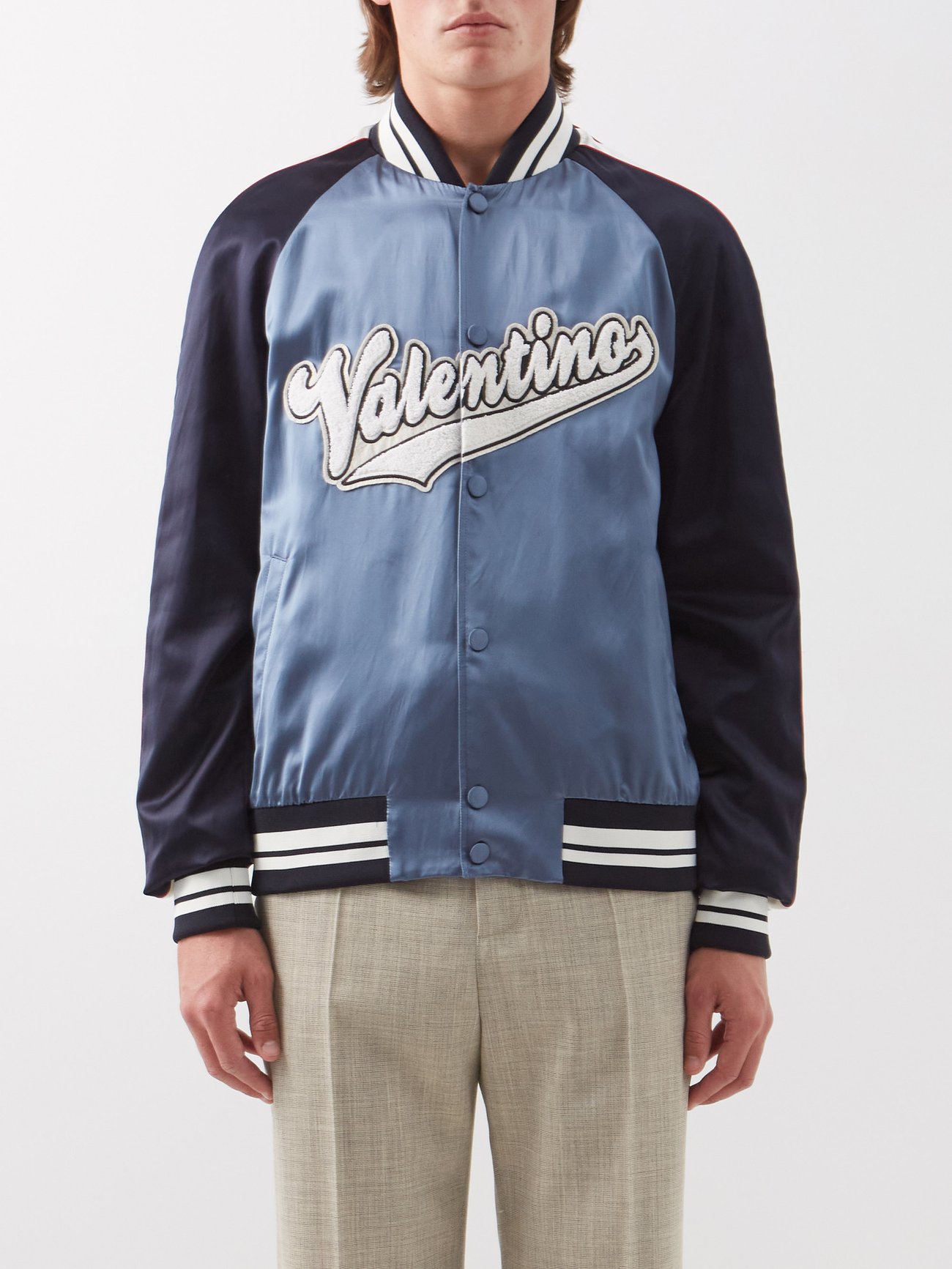 Blue Logo-appliqué souvenir jacket | Valentino Garavani | MATCHESFASHION US