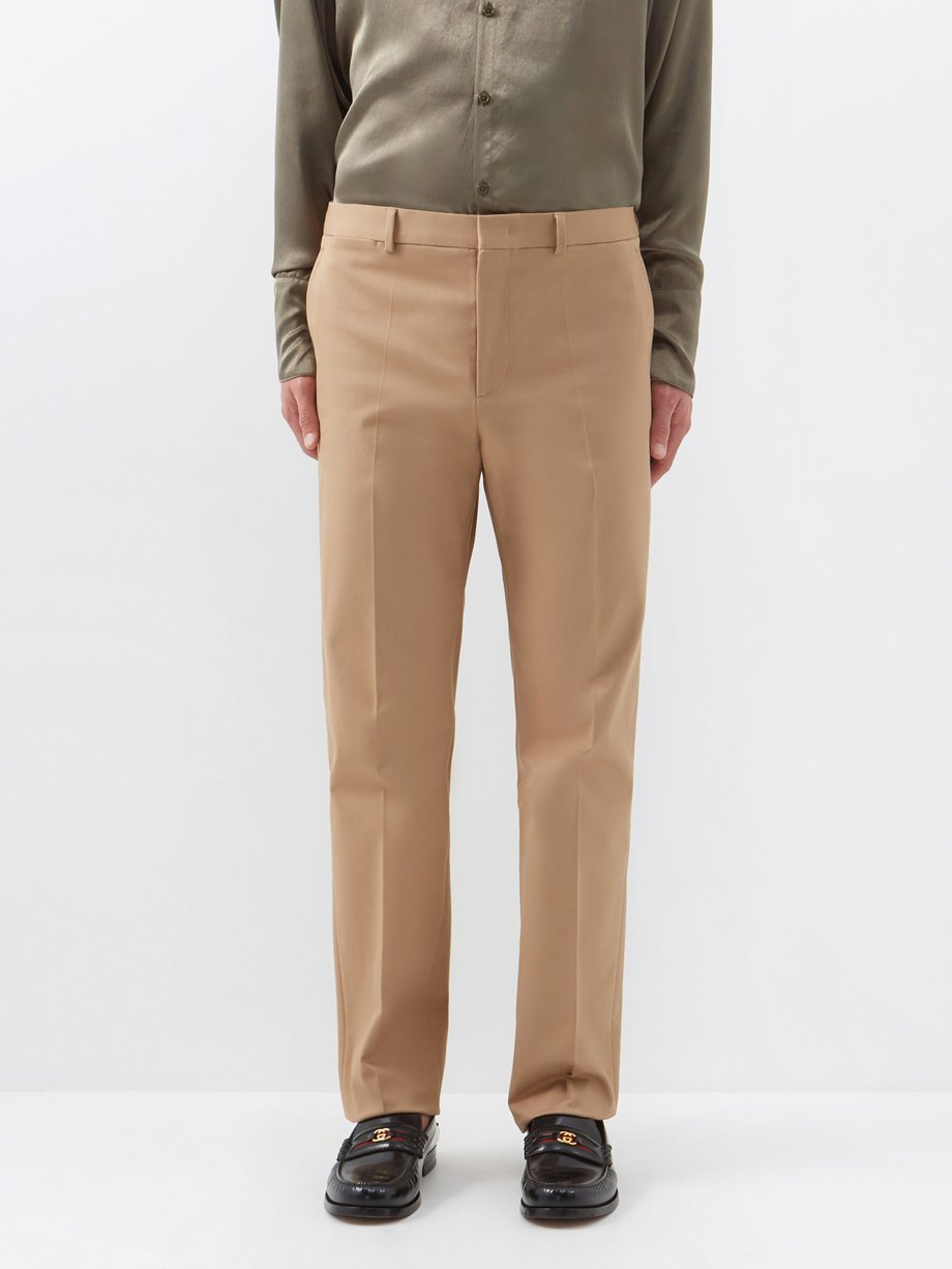 Camel Stretch-cotton straight-leg trousers | Valentino | MATCHESFASHION US