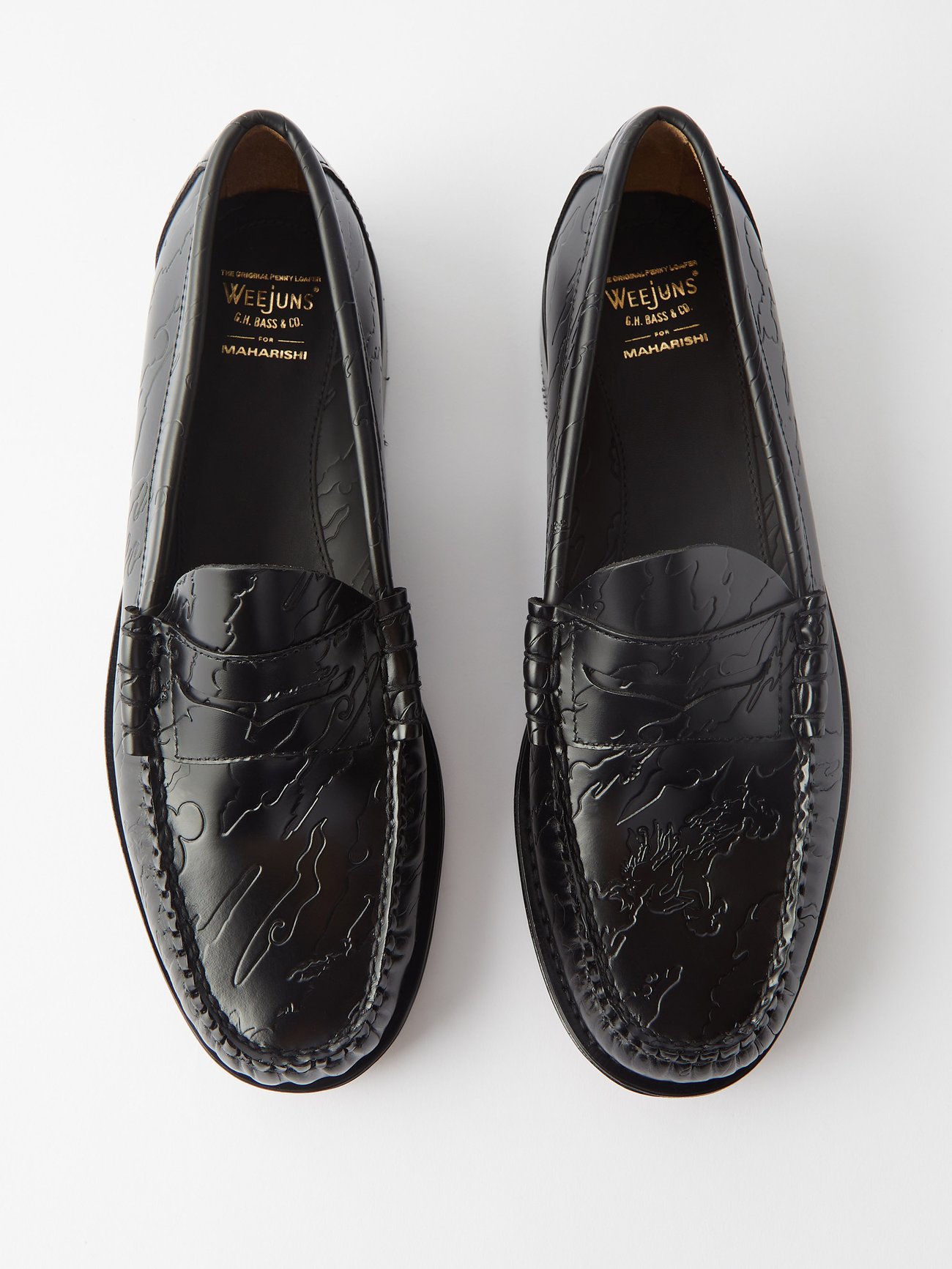 Black X Maharishi Weejuns leather penny loafers | G.H. BASS