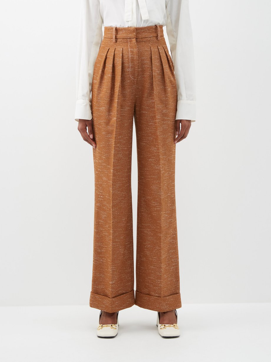 Brown Francis high-rise twill trousers | Emilia Wickstead ...