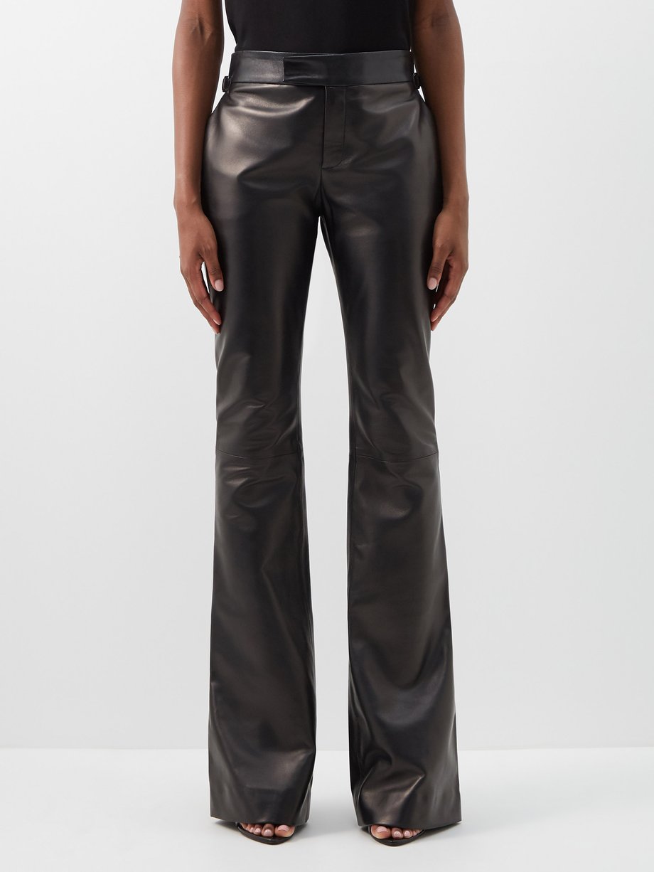 Black Kick-flared plongé-leather suit trousers | Tom Ford | MATCHESFASHION  US