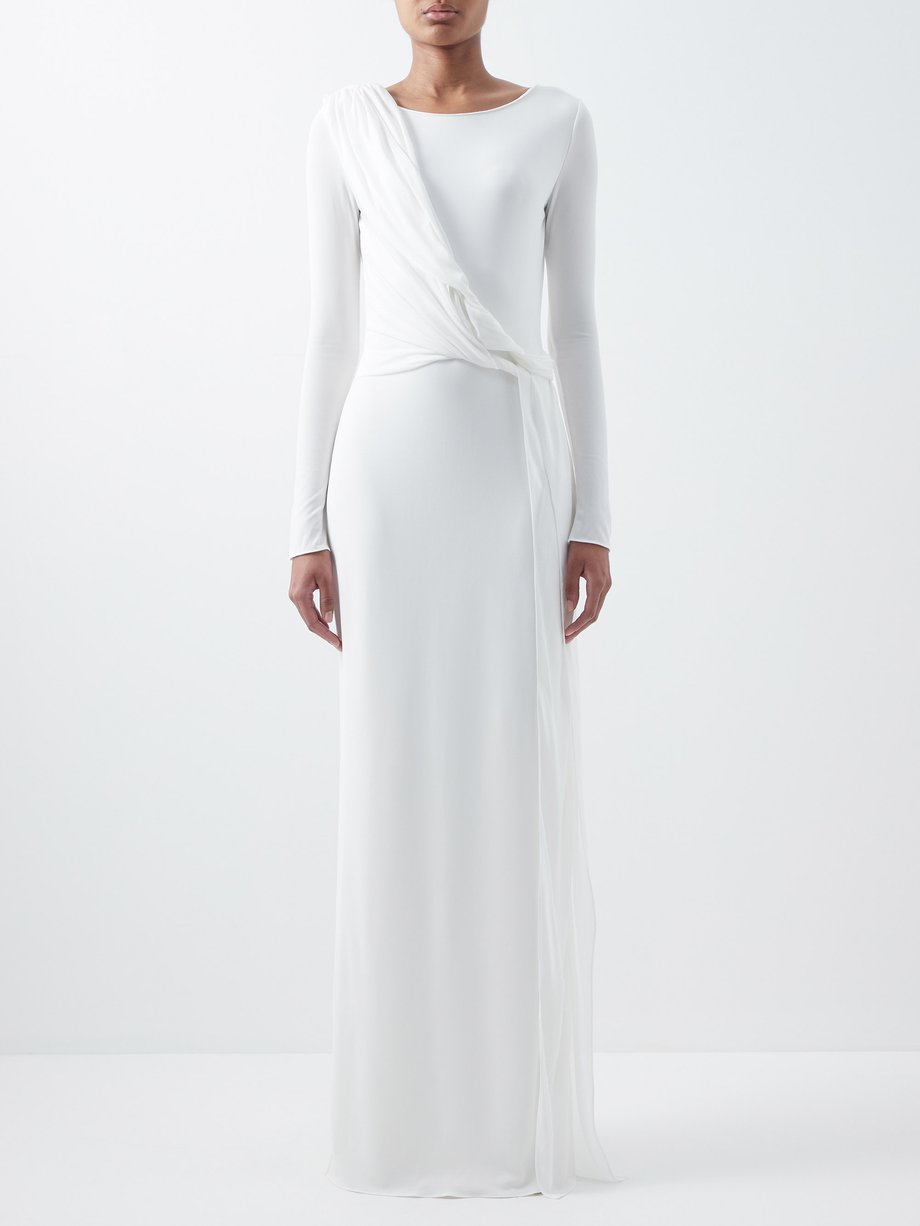 White Twist-front long-sleeved jersey gown | Tom Ford | MATCHES UK