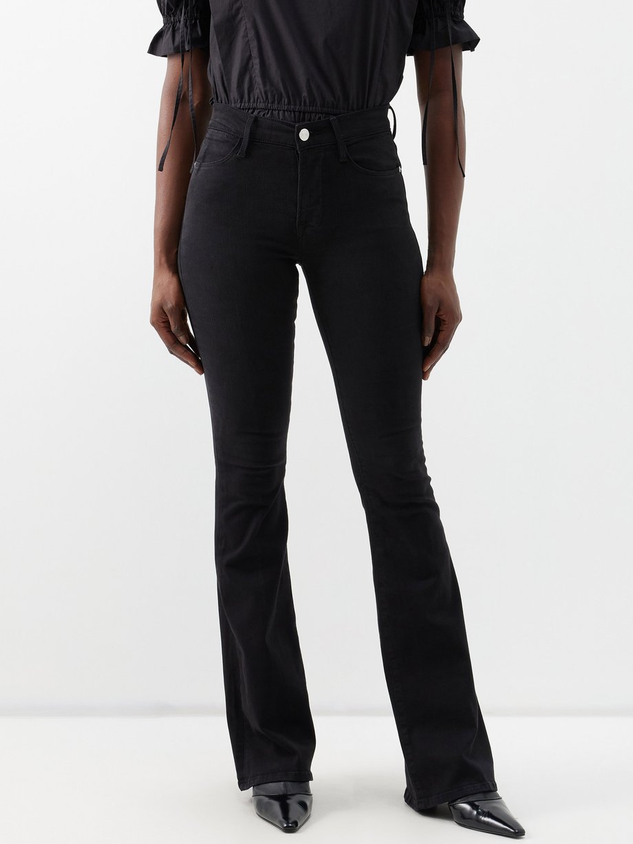 FRAME Women's Le Crop Flare Jeans, Noir Coated, Black, 29 at  Women's  Jeans store