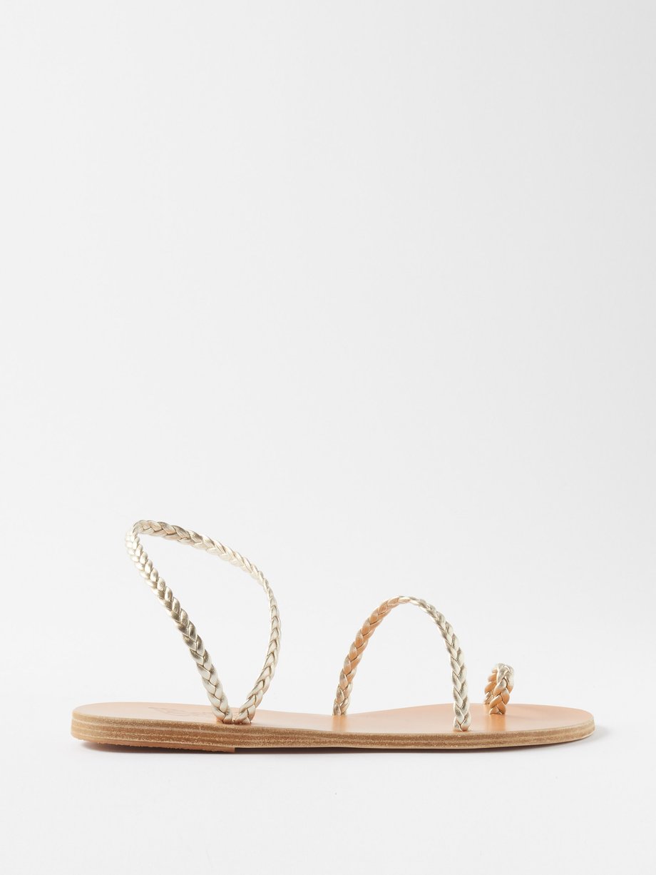 Gold Eleftheria braided-leather flat sandals | Ancient Greek Sandals ...