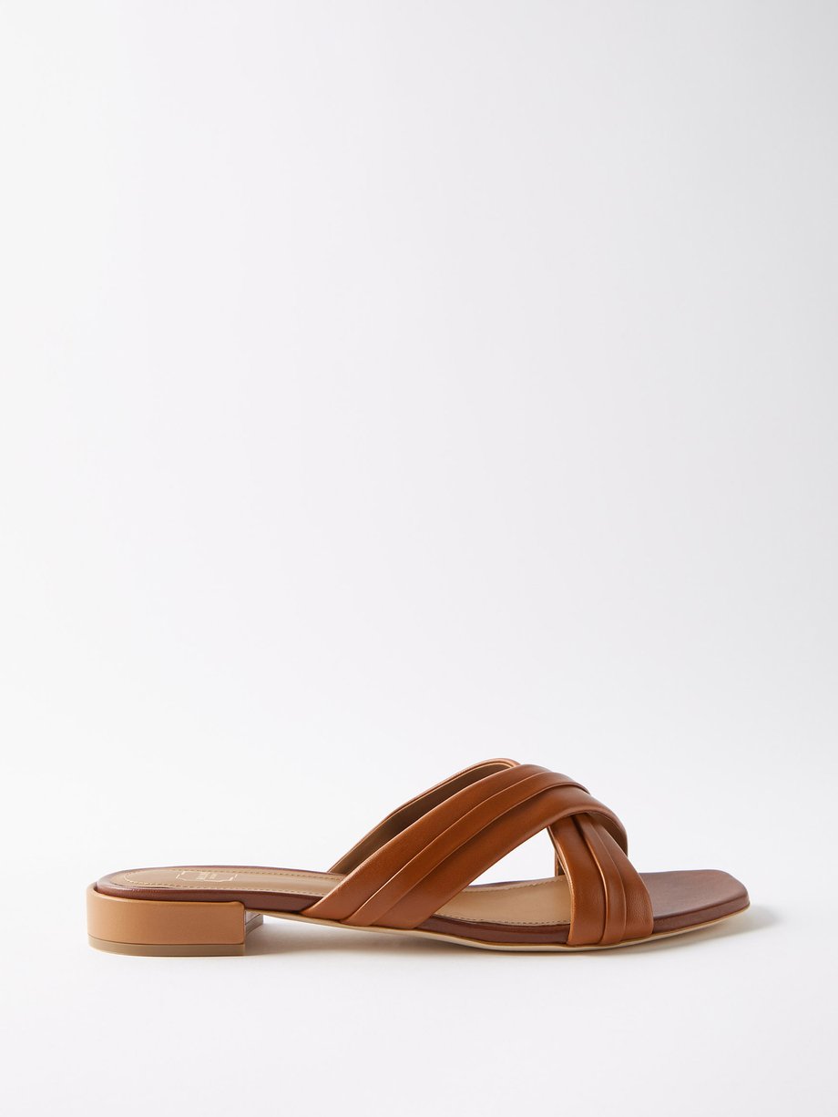 Brown Gavi crossover leather sandals | Malone Souliers | MATCHESFASHION US