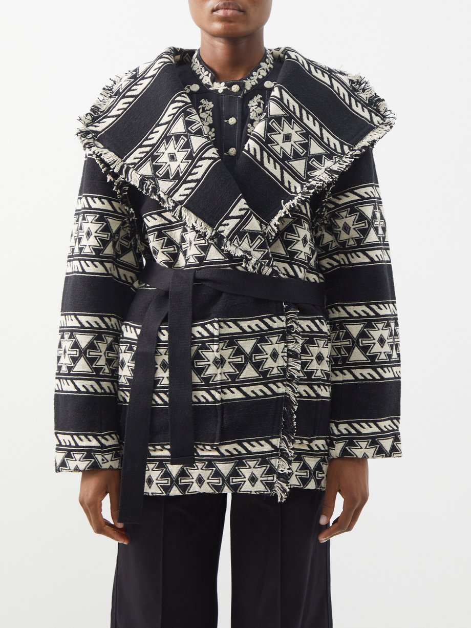 Black Josialo jacquard-canvas wrap jacket | Marant Etoile | MATCHES UK