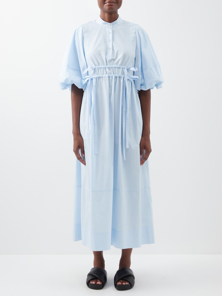 Blue Casey cotton-poplin midi dress | Lee Mathews | MATCHESFASHION UK