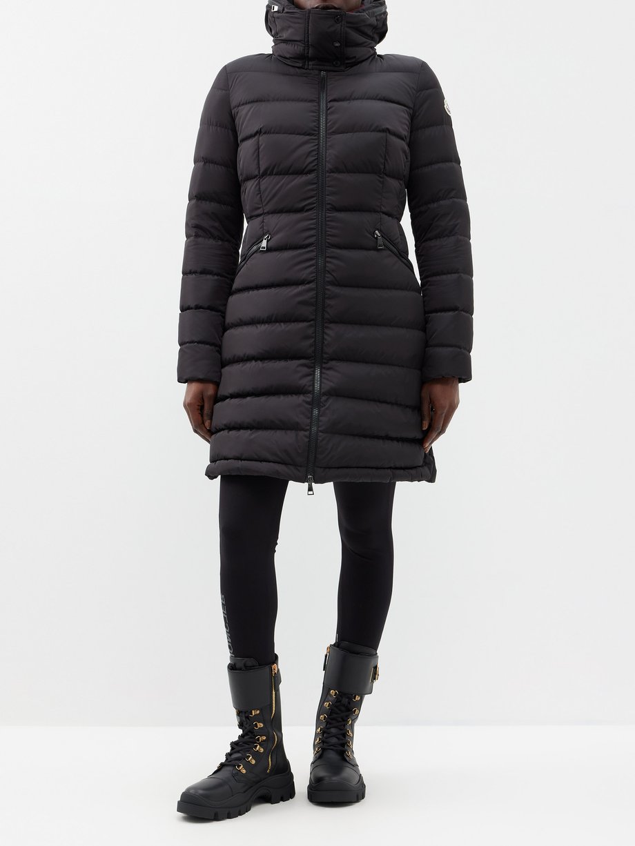 Black Flammette hooded quilted down coat | Moncler | MATCHES UK