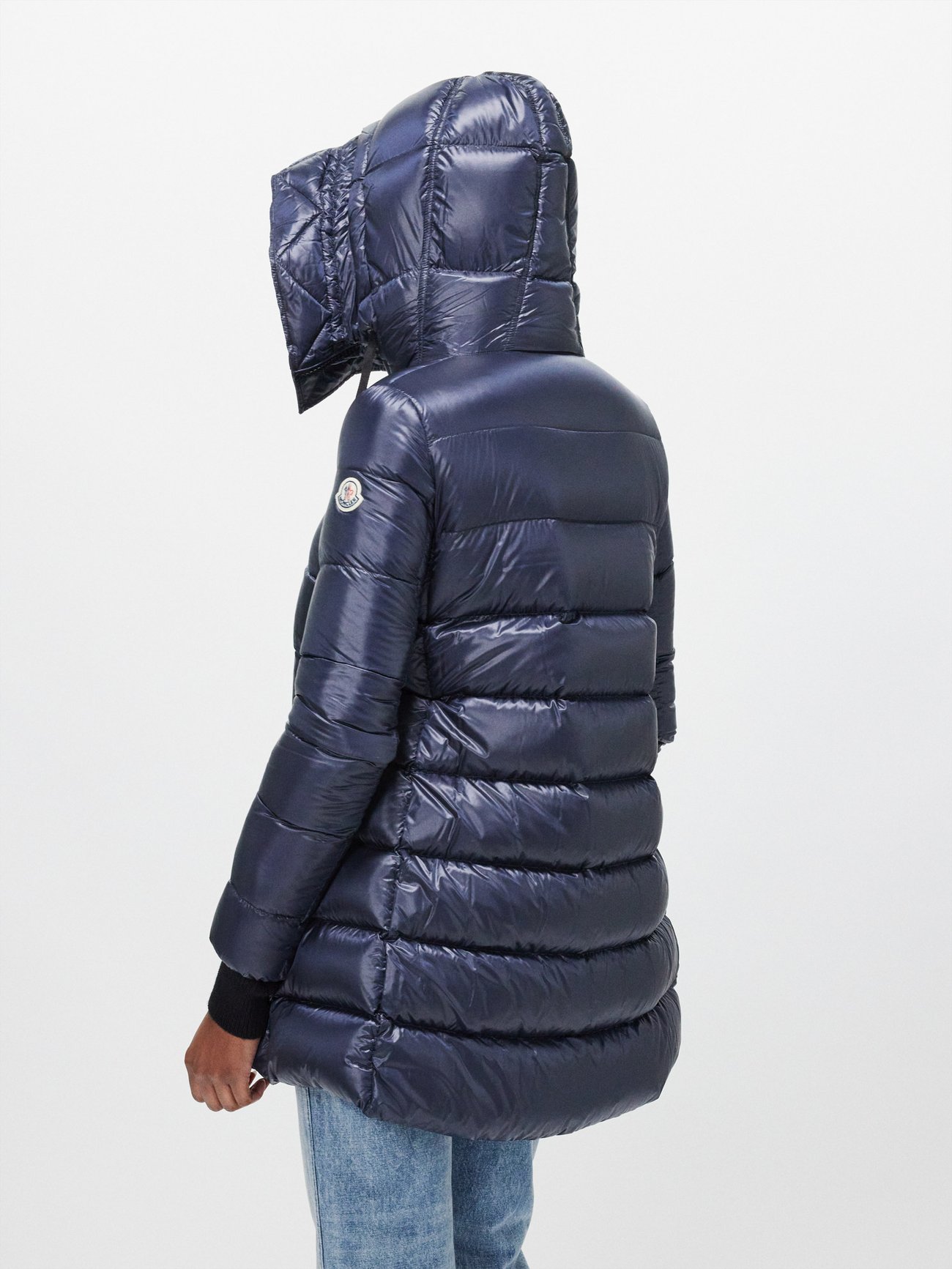 Navy Suyen hooded down coat | Moncler | MATCHES UK