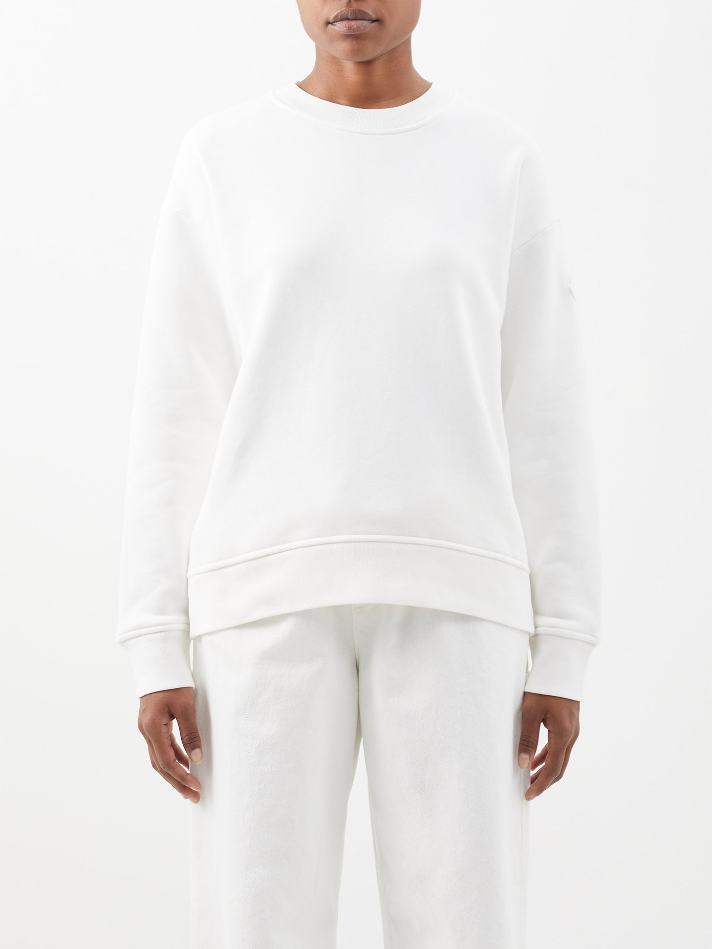 몽클레어 Moncler Logo-print cotton-jersey sweatshirt,White
