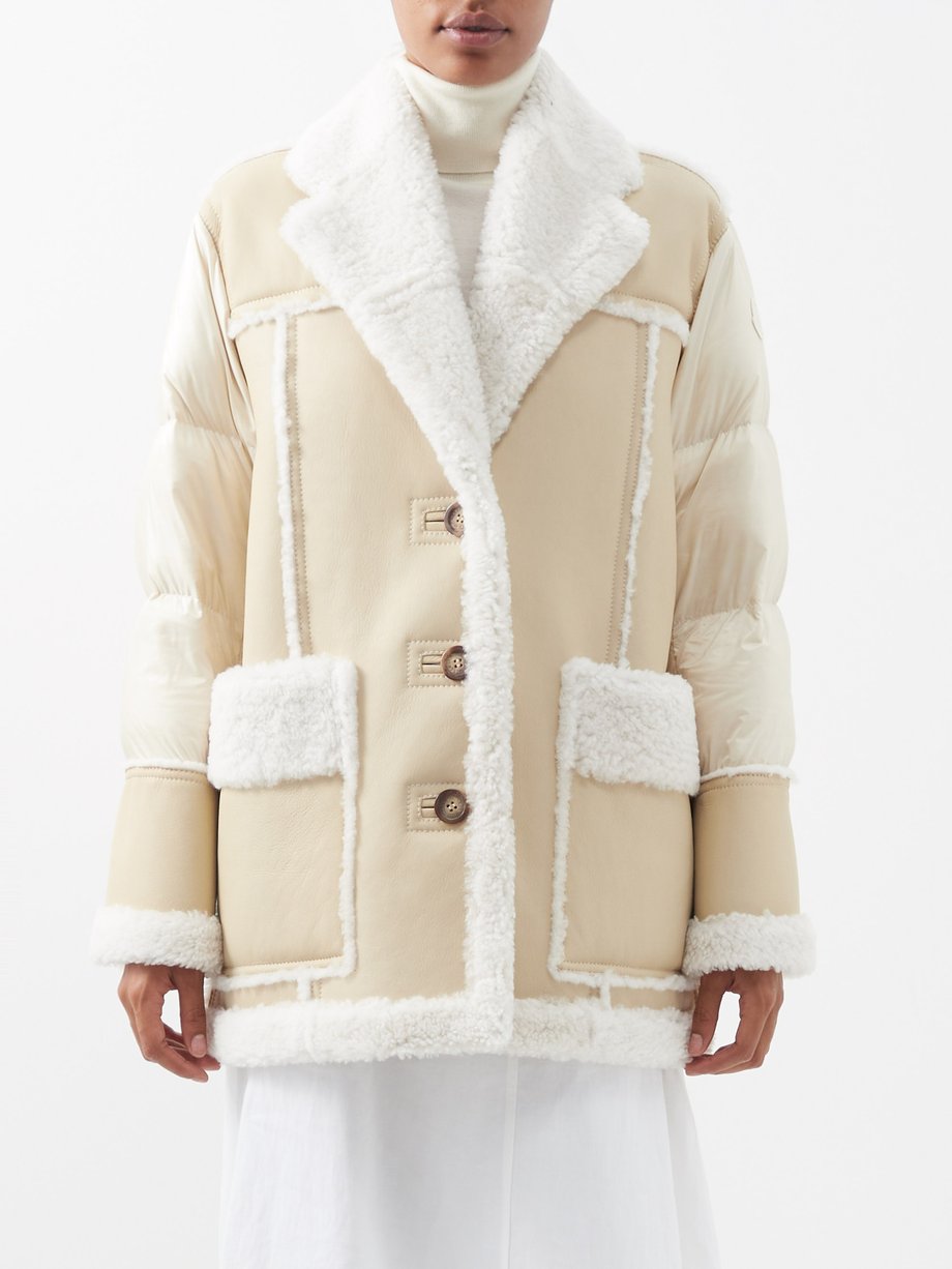 Neutral Ilay shearling-panelled down jacket | Moncler | MATCHES UK
