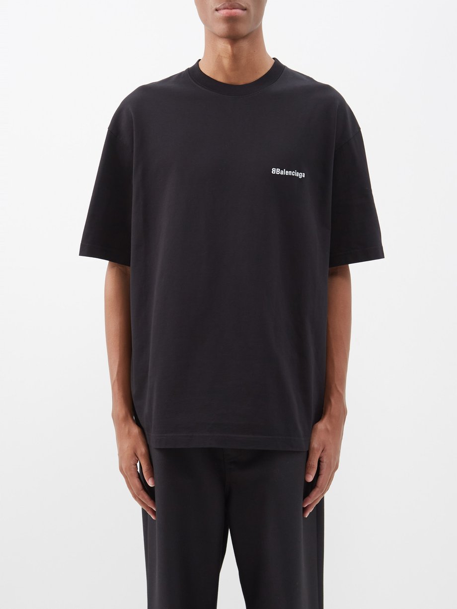 Black BB-Corp cotton-jersey T-shirt | Balenciaga | MATCHES UK