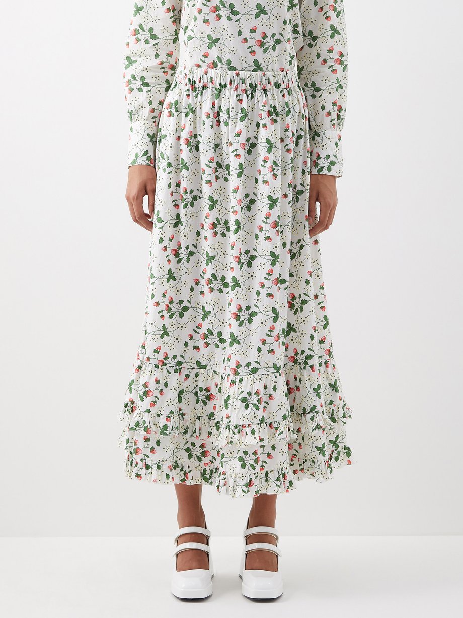 White X Laura Ashley Pembroke strawberry-print skirt | Batsheva ...