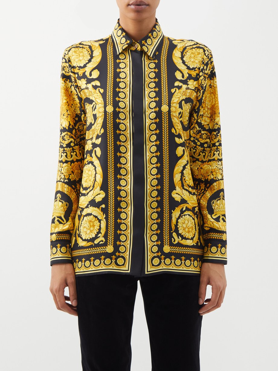 Black Baroque-print silk-twill shirt | Versace | MATCHESFASHION UK