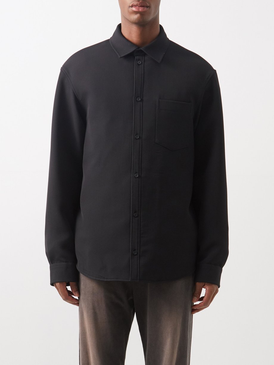 Black Wool-gabardine overshirt | Balenciaga | MATCHES UK