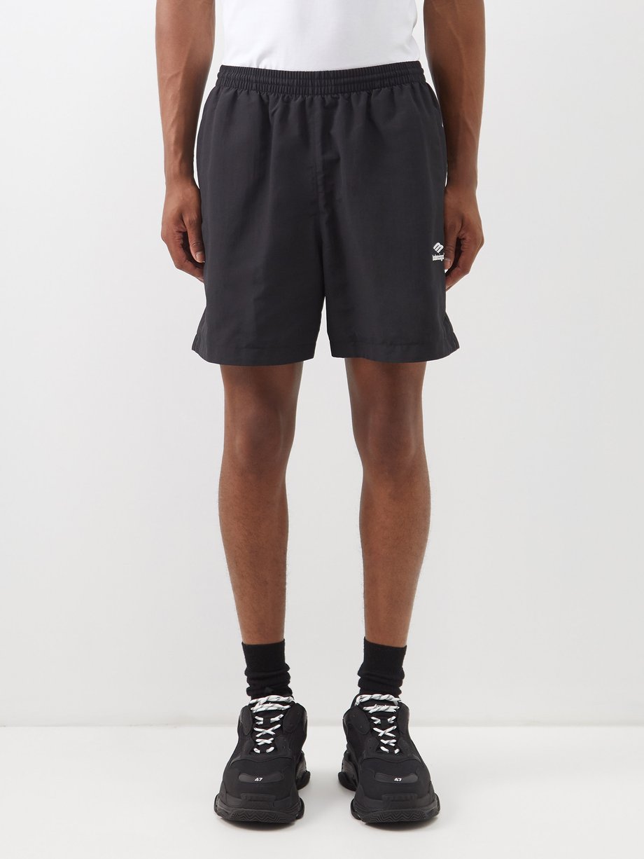 Black Logo-embroidered nylon track shorts | Balenciaga | MATCHESFASHION UK