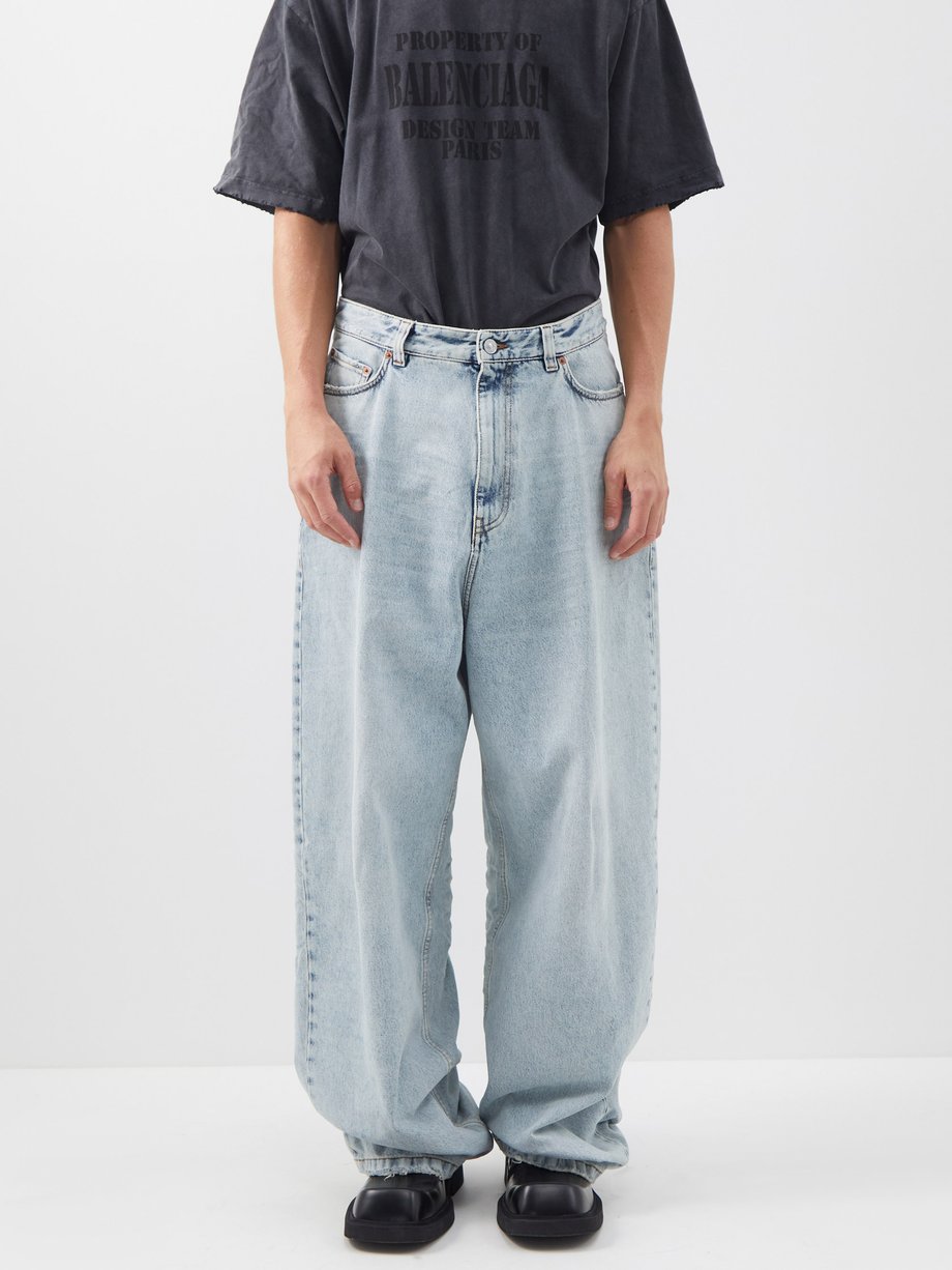 Blue Wide-leg acid-washed jeans | Balenciaga | MATCHES UK