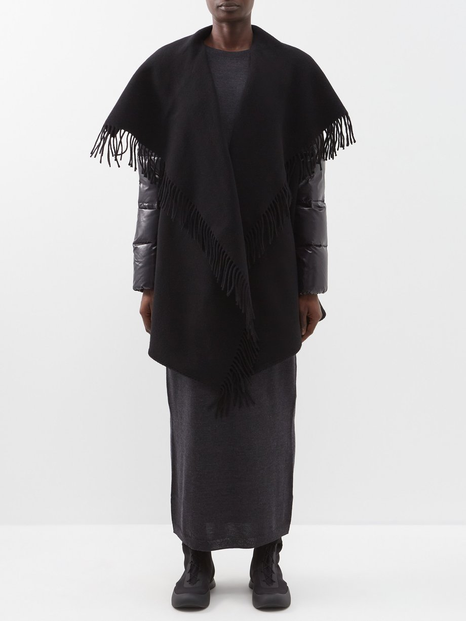 Black Padded-sleeve wool cape | Moncler | MATCHESFASHION UK