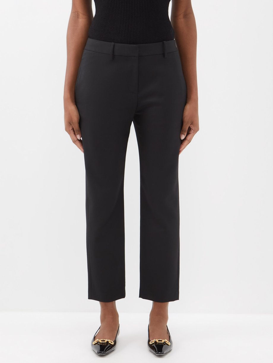 straight-leg cropped wool trousers