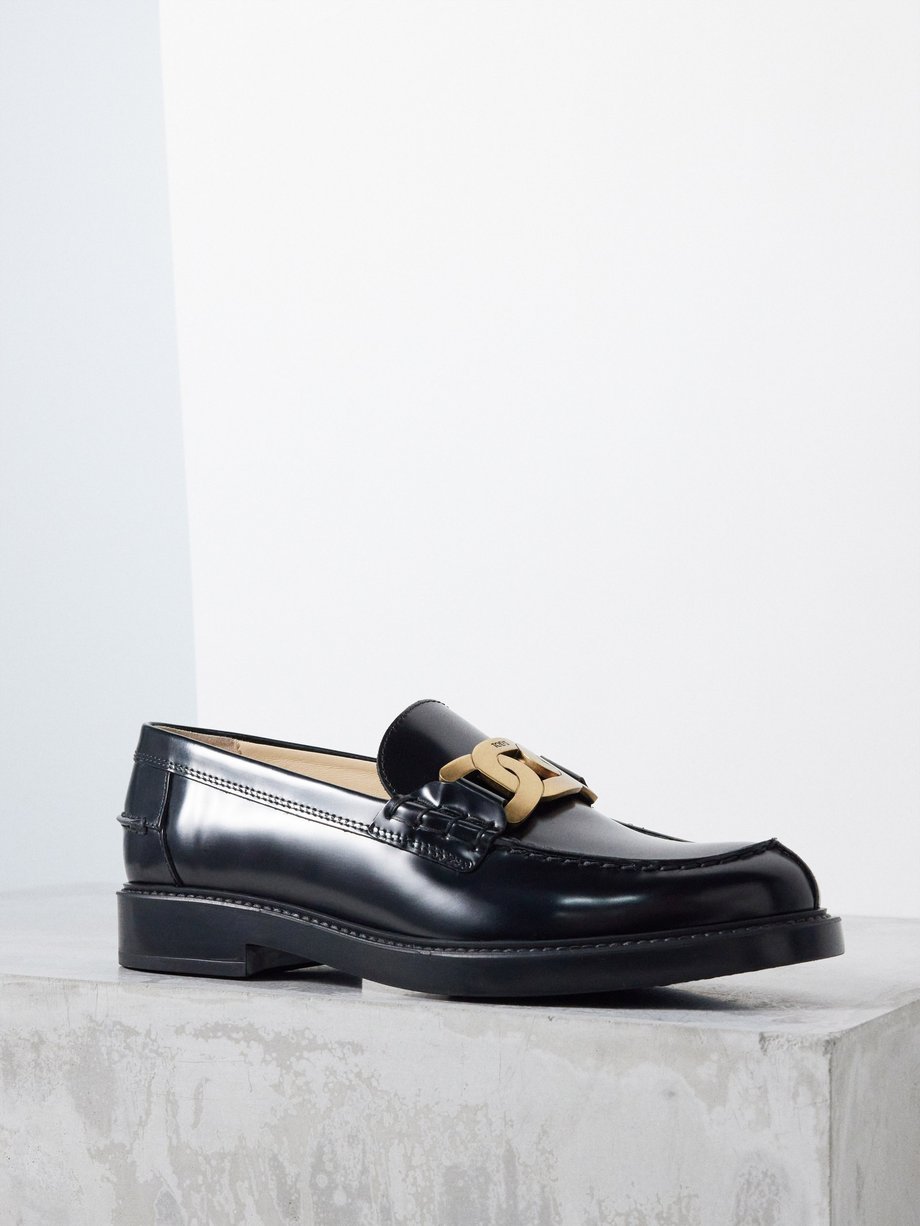 Black Kate chain leather loafers | Tod's | MATCHES UK