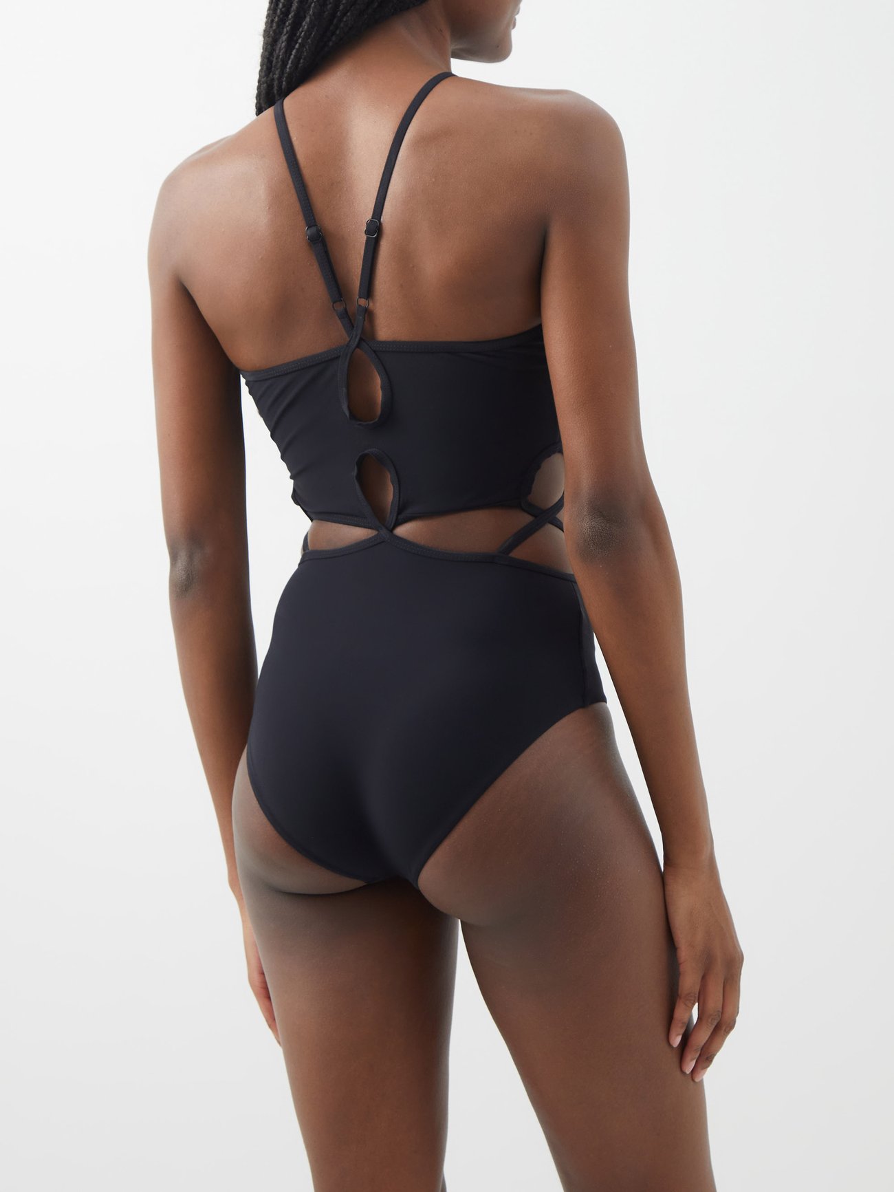 Black Looped cutout halterneck swimsuit